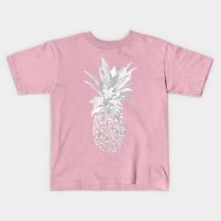 Grey and Pink Pineapple Pop Art Kids T-Shirt